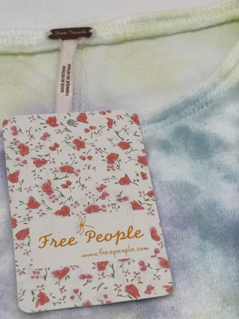 Free People Bright Eyes Velvet T-Shirt, Cloud Combo, XS